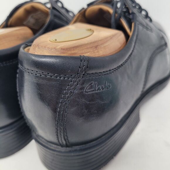 Clarks Tilden Cap Toe Oxford Dress Shoes Mens Sz 8 Black Leather Comfort 99% - Picture 3 of 9
